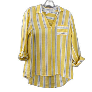 J. Jill Love Linen Tunic Women’s XS  Popover V Neck Roll Tab Sleeves